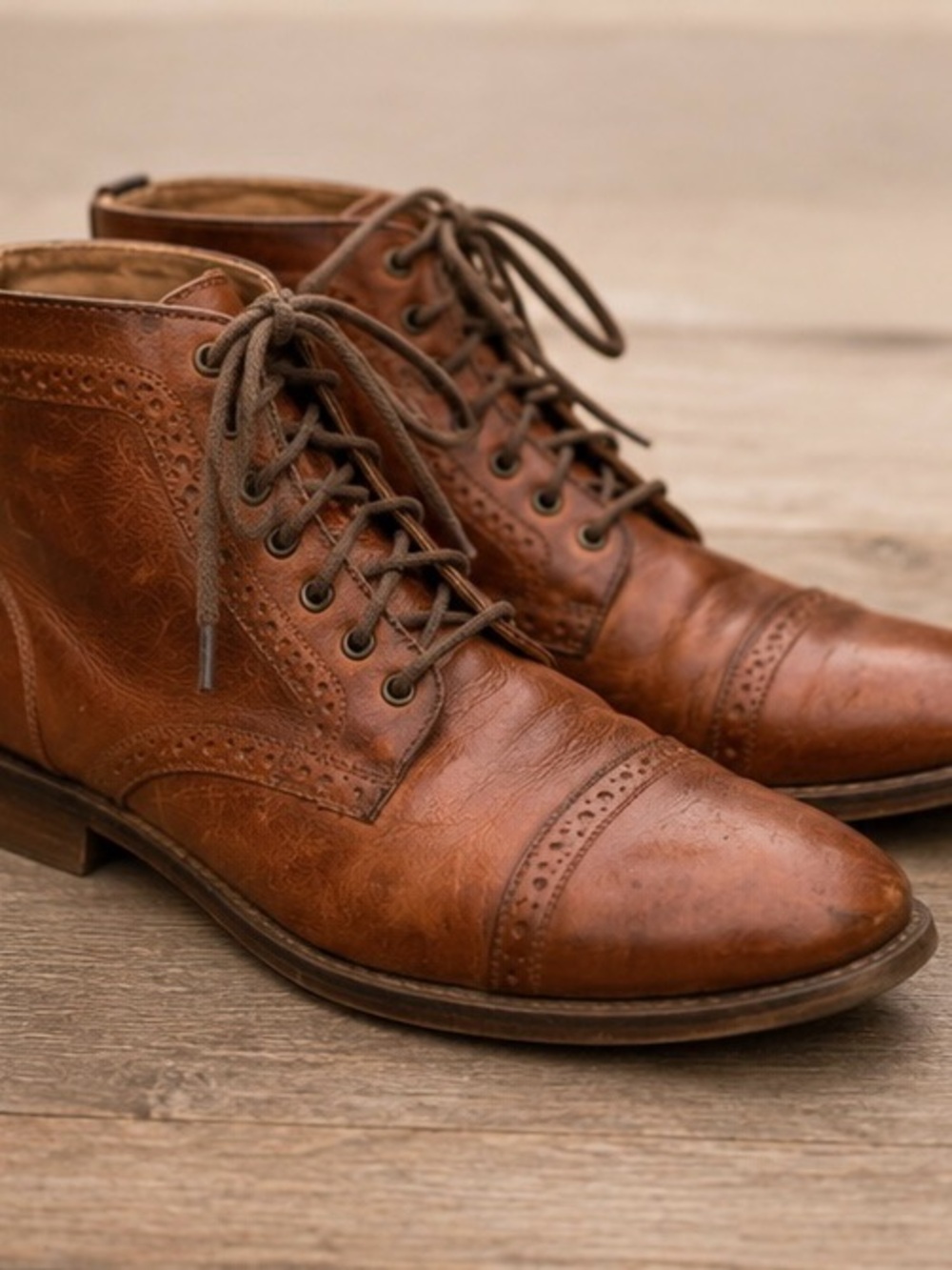 Andrew Marc Brown Genuine Leather Chukka Brogue Boots Size 11